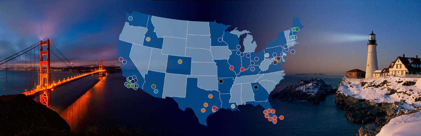map of businesses Map showing location of TRG companies in U.S.
